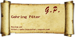 Gehring Péter névjegykártya
