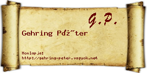 Gehring Péter névjegykártya